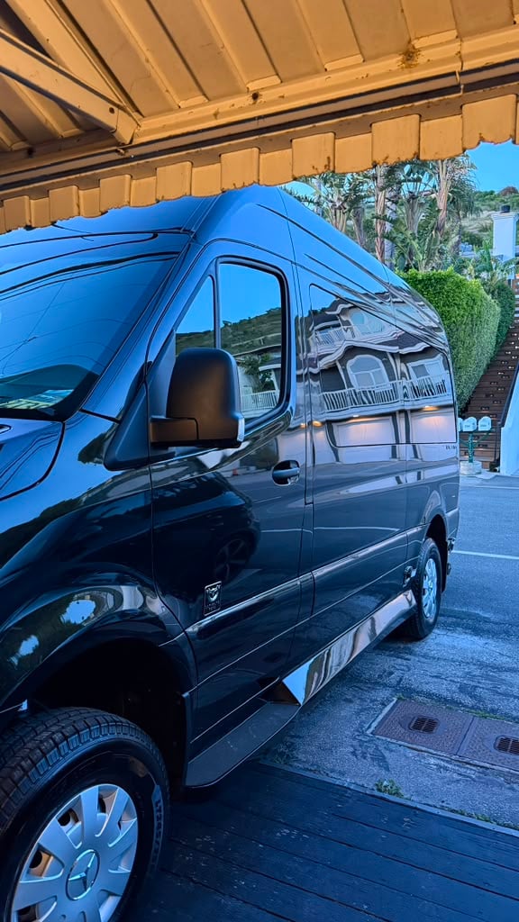 Van mobile detailing in Riverside & San Diego County, high-roof passenger van with a washed and glossed exterior
